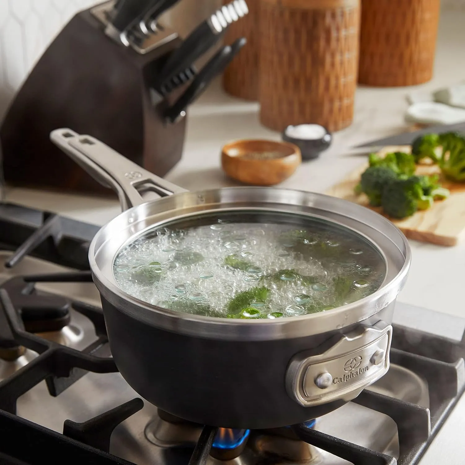 Calphalon Premier Hard-Anodized Nonstick Cookware Set, 11-Piece, Metal Utensil Safe, PFOA-Free