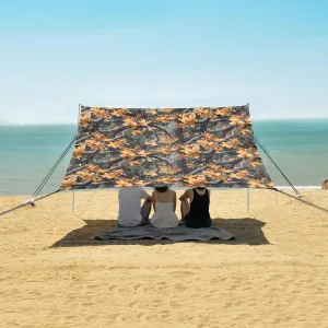 Camouflage Tree Forest Military Beach Canopy Tent Anti-UV & Wind Resistant, Camping Sun Shelter Easy Setup Portable,Outdoor Shade Tents with Sandbags,Sand Shovels,Ground Pegs & Stability Poles