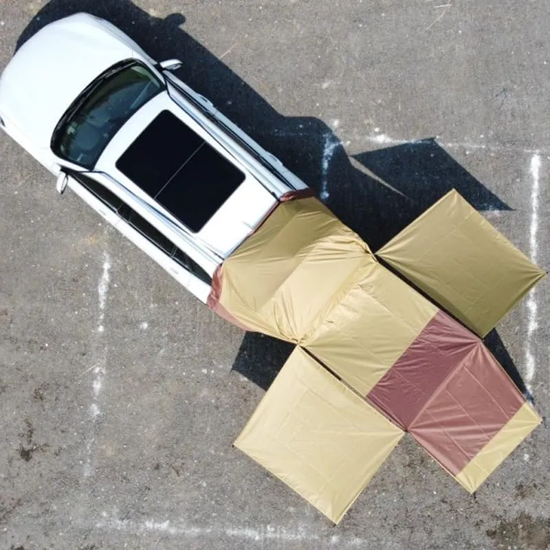 Camper Shade Awning Canopy with Complete Kits for Volvo XC40/XC60/XC70/XC90, Waterproof UV Protection, Easy Set Up, Ultra-Durable Camping Tent,1 Style 1-B Khaki