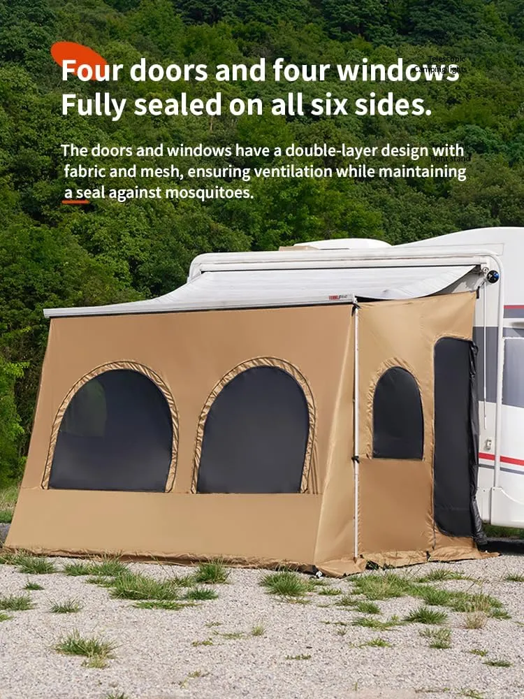 Campervan Awning Tent 10’ Family Room RV Awning Screen Room Motorhome Awning Sun Shade Screen for Fiamma and Thule and Dometic Awnings. Polyester Fabric, Sunproof, Windproof, Waterproof (9.84ft)