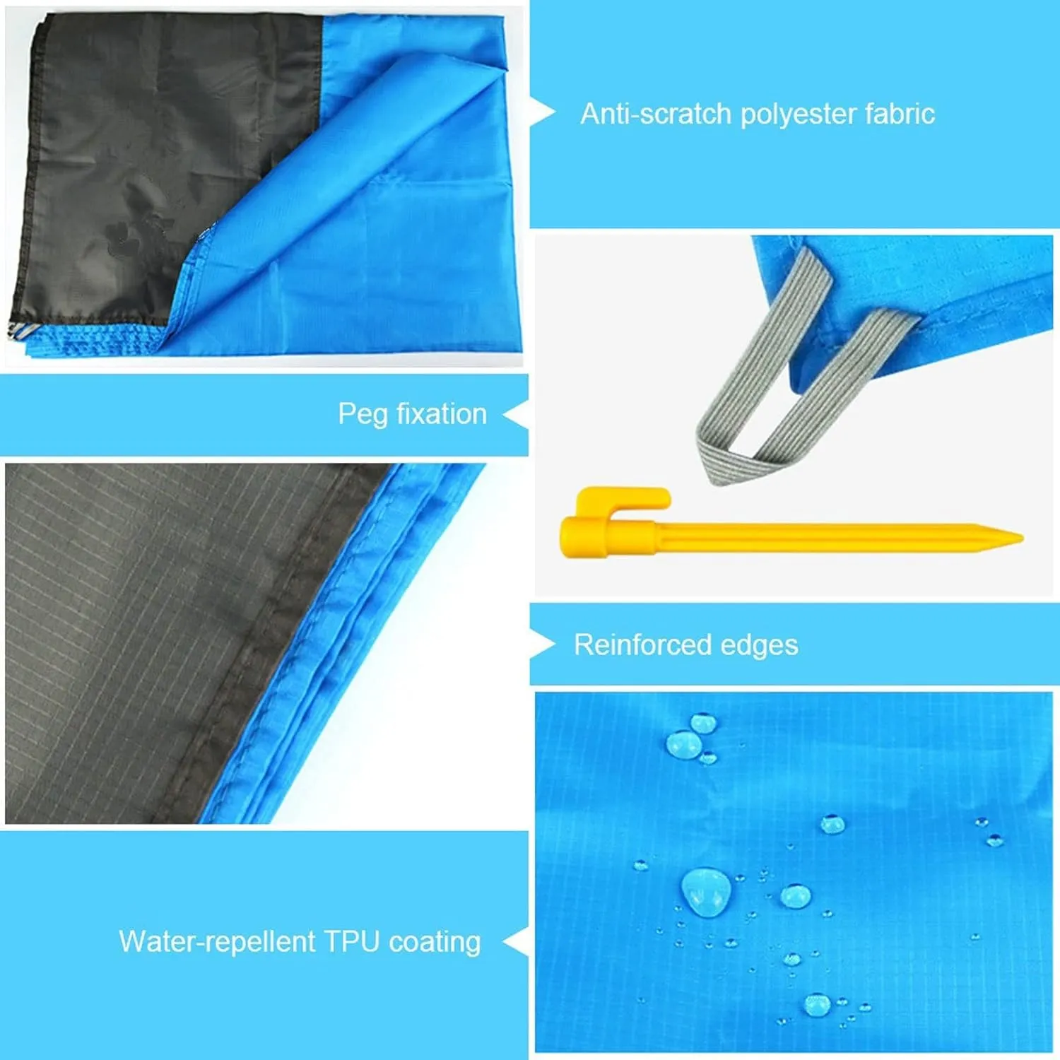 Camping Blankets 200x210cm Pocket Picnic Waterproof Beach Mat Sand Free Blanket Camping Outdoor Tent Folding Cover Bedding(Rose red)