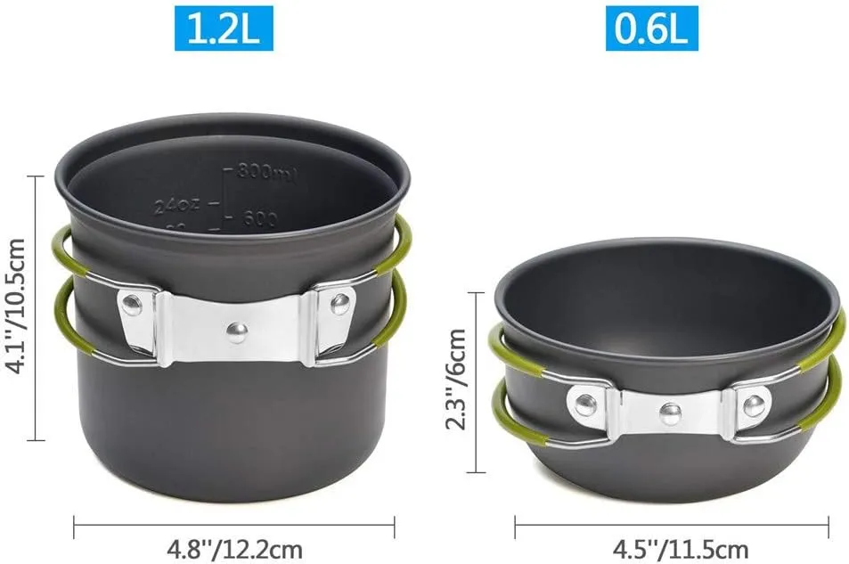 Camping Cook Gas Stove Set Outdoor Camping Hiking Picnic Aluminum Alloy Cookware with Mini Camping Pot Set Portable