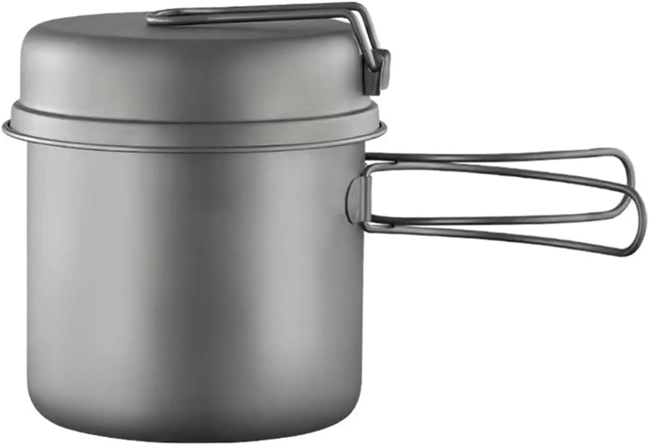 Camping Cook Pots with Folding Handle Outdoor Cooking Pots Frypan Utensils Camping Cookware Tableware Easy to