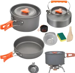 Camping Cook Set, Compact Outdoor Cooking Kit, Survival Gear, 6.69x3.74 inches, Space-Saving Utensils, Ideal for Backpacking, Hiking, Adventure, RV, Travel, Wilderness