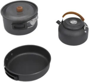 Camping Cooking Gear Camping Cooker Set Aluminum Alloy Camping Pot Frying Pan Kettle for Hiking Outdoor Fishing BBQ Traveling