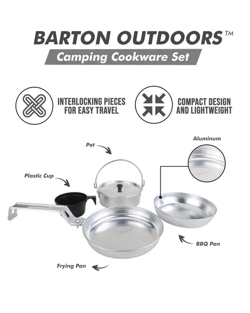 Camping Cooking Set - Kitchen Cookware Sets, Aluminum Material Camping Pots, 4 Pieces Camping Essentials for Outdoor