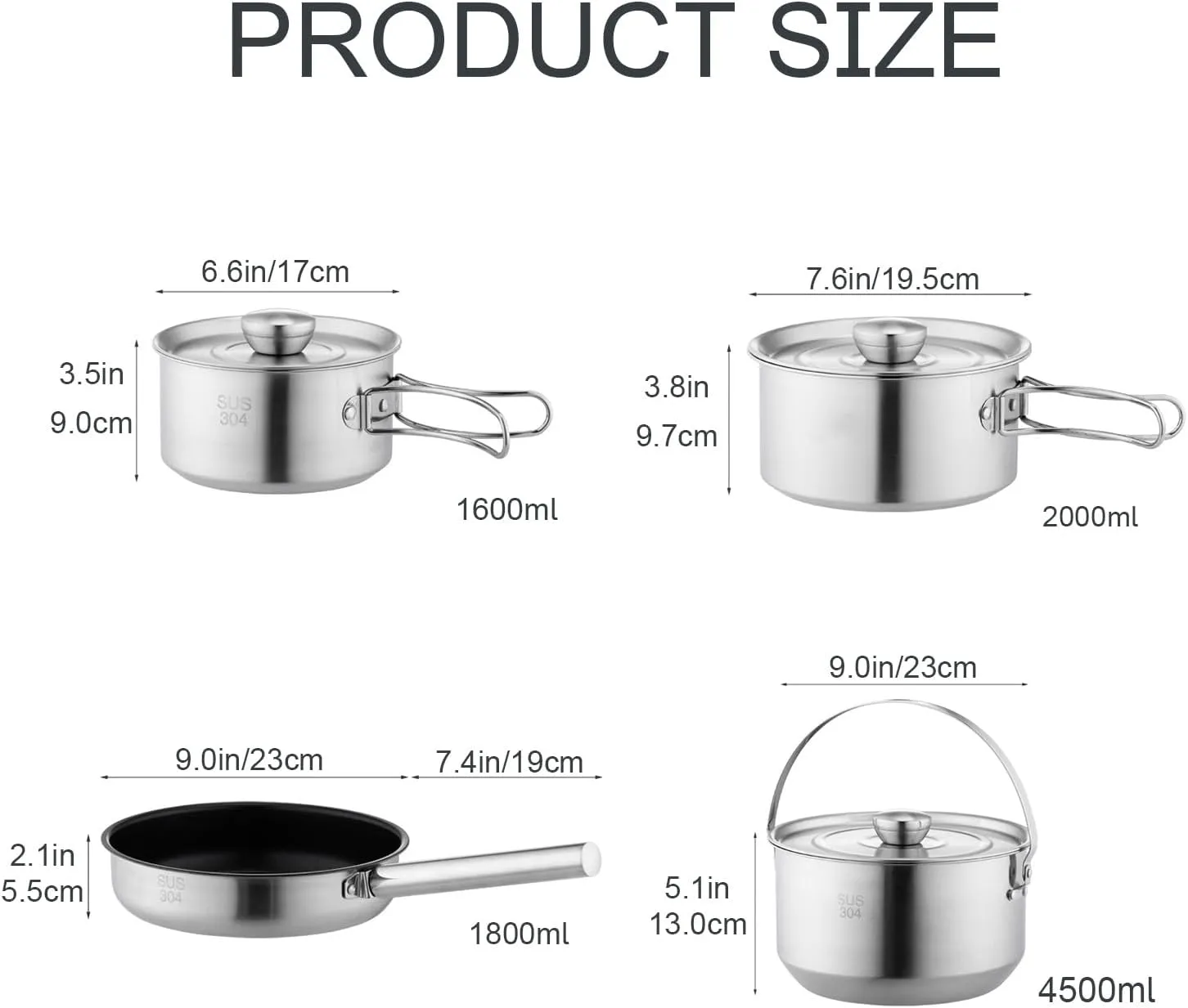 Camping Cookware, Camp Kitchen Pot, Nonstick Portable Utensils Cooking Pots Set, for Travel Backpacking Kitchen Indoors Hiking