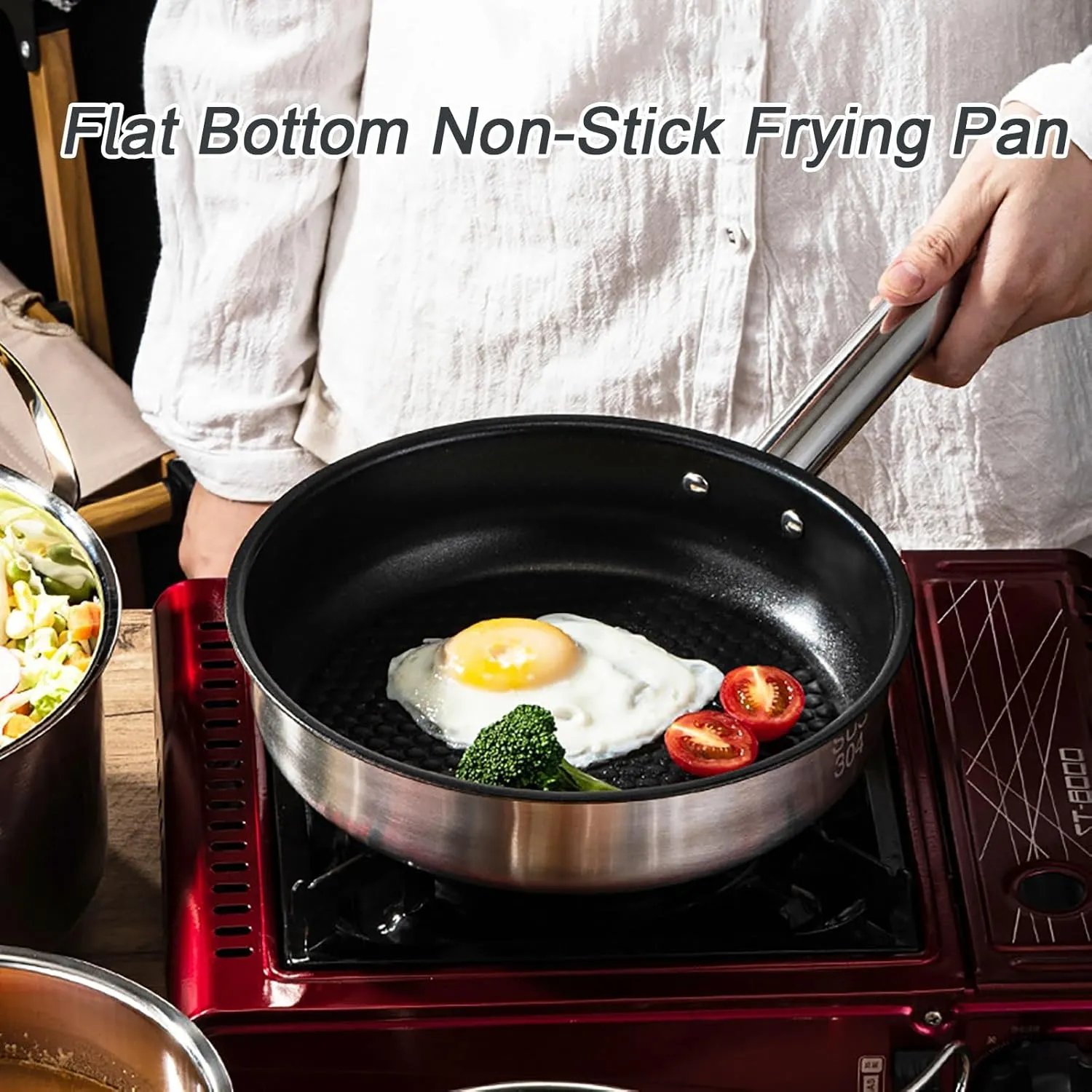 Camping Cookware, Camp Kitchen Pot, Nonstick Portable Utensils Cooking Pots Set, for Travel Backpacking Kitchen Indoors Hiking