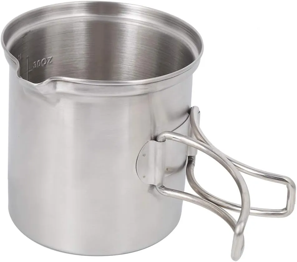 Camping Cookware, Cast Iron Skillets Camping Essentials with Handle Stainless Steel for Camping Hiking
