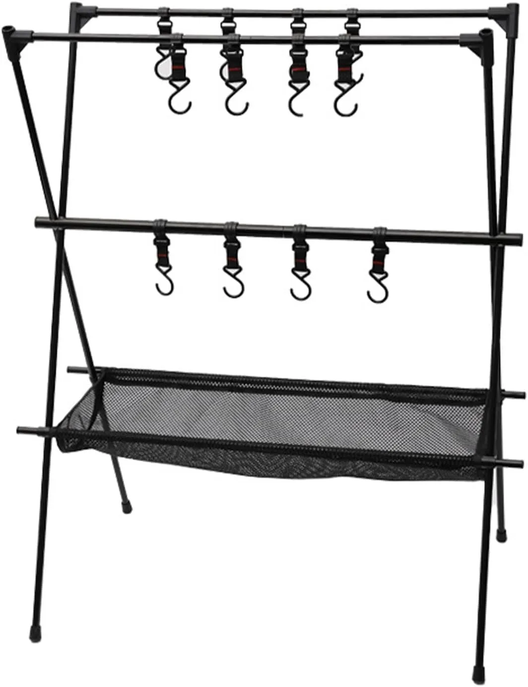Camping Cookware, Hanging Rack with Mesh and Hook, Hanging Organizer Camping Tools Multilayer Collapsible Space Saving Camping Tools Hanging Organizer for Outdoor