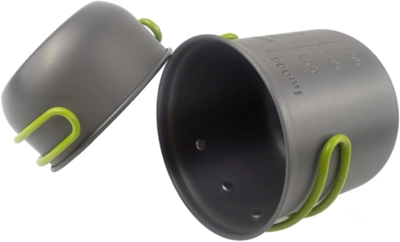 Camping Cookware, Outdoor Camping Cooking Portable Compact Picnic BBQ Cutlery Cookware Set Portable Stove(Green)