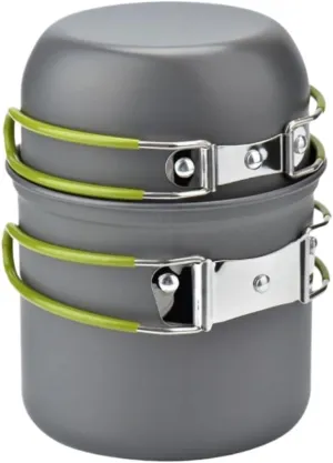 Camping Cookware, Outdoor Camping Cooking Portable Compact Picnic BBQ Cutlery Cookware Set Portable Stove(Green)