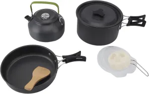 Camping Cookware Portable Nonstick Pot and Pan Set with Kettle Bowls Spoon Spatula Backpacking Outdoor Picnic Barbecue Cooking