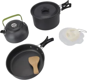 Camping Cookware Portable Nonstick Pot and Pan Set with Kettle Bowls Spoon Spatula for Backpacking Outdoor Picnic Barbecue Cooking