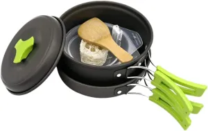 Camping Cookware Set 1 Set of Nonstick Aluminum Pots Skid-Resistant Handles Easy to Clean for Outdoor Activities