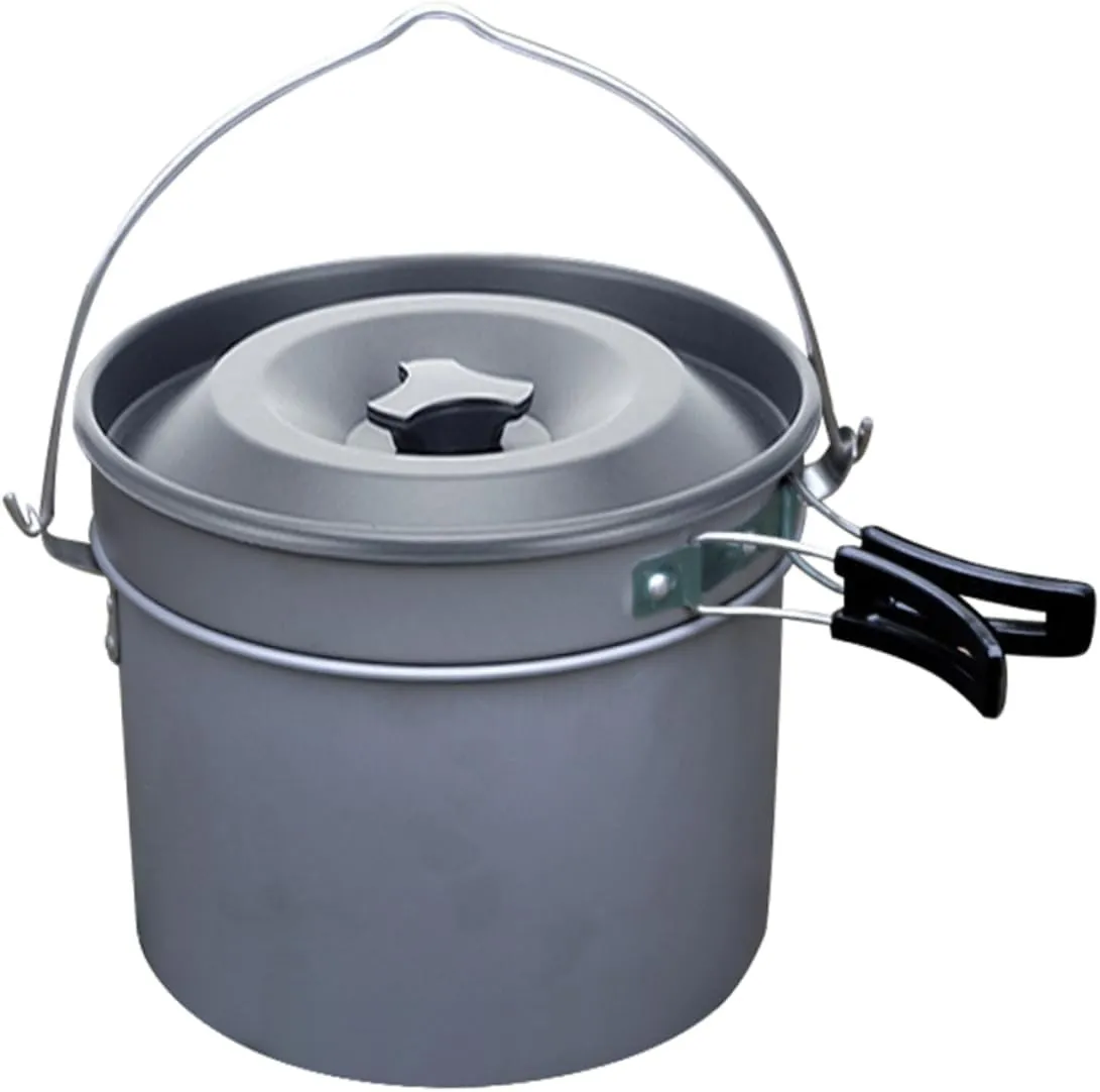 Camping Cookware Set 5-6 Person Aluminum Camping Pot Pan Set Portable Cooking Tools for Hiking and Backpacking