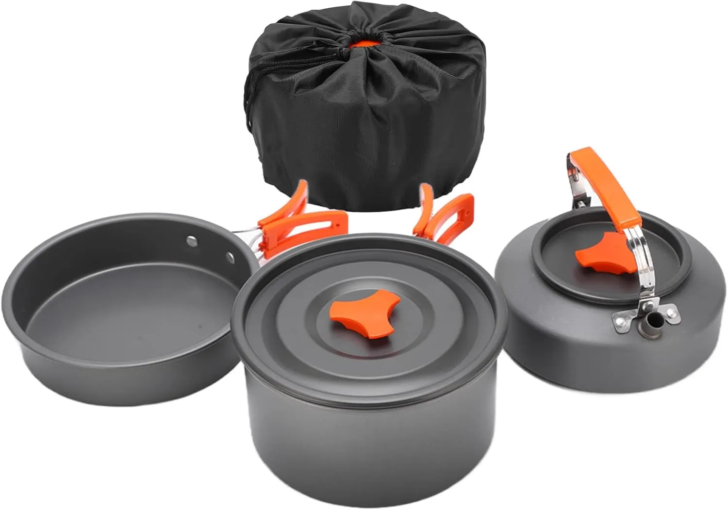 Camping Cookware Set Antislip Non Stick Coating Easy Wash Pot Tableware Combo for 2‑3 Persons