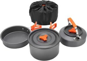 Camping Cookware Set Antislip Non Stick Coating Easy Wash Pot Tableware Combo for 2‑3 Persons