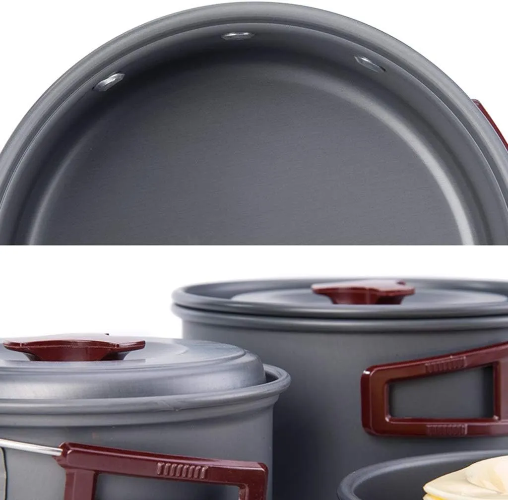 Camping Cookware Set Kit Nonstick Lightweight Pots Pans with Mesh Set Bag for Backpacking Hiking Picnic Outdoor Pots & Pans
