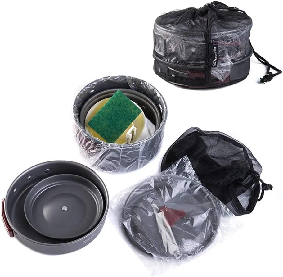 Camping Cookware Set Kit Nonstick Lightweight Pots Pans with Mesh Set Bag for Backpacking Hiking Picnic Outdoor Pots & Pans