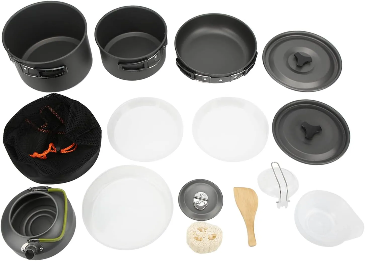Camping Cookware Set Portable Outdoor Mess Kit Folding Handle 4 to 5 People Backpacking Picnic