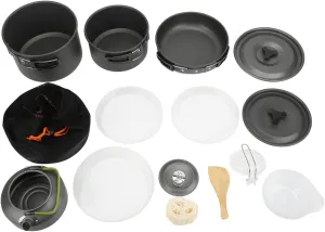 Camping Cookware Set Portable Outdoor Mess Kit Folding Handle 4 to 5 People Backpacking Picnic