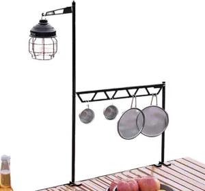 Camping Cookware Shelf | Tabletop Cookware Storage Rack | Metal Cutlery Holder, Portable Removable Tool Organizer for Camping Picnic BBQ Outdoor Fishing