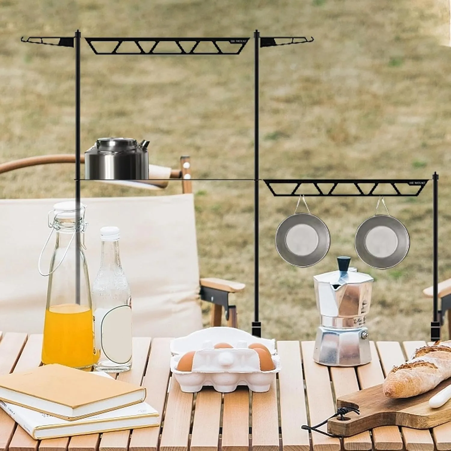 Camping Cookware Stand - Tabletop Utensil Stand - Metal Cutlery Holder, Portable Removable Tool Organizer for Camping Picnic BBQ Outdoor Fishing