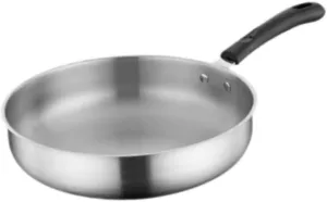Camping Frying Pan Stainless Steel Non Stick Equipment Tableware Cookware Deep Fry Pan for Hiking Indoor Outdoor Activities, 27.3cm