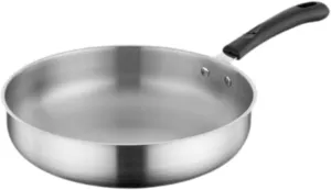 Camping Frying Pan Stainless Steel Non Stick Equipment Tableware Cookware Deep Fry Pan for Hiking Indoor Outdoor Activities, 29.3cm