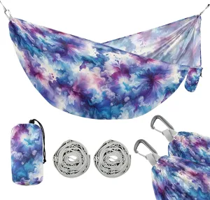 Camping Hammock Outdoor Hammocks for Outside Abstract Tie Dyeing Beach Trees Portable Lightweight with Pockets Tree Straps Indoor