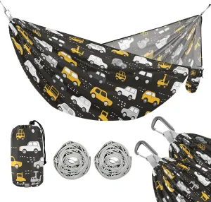 Camping Hammock Outdoor Hammocks for Outside Cars Black Beach Trees Portable Lightweight with Pockets Tree Straps Indoor