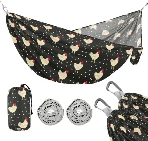 Camping Hammock Outdoor Hammocks for Outside Chicken Dot Beach Trees Portable Lightweight with Pockets Tree Straps Indoor