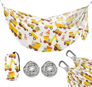 Camping Hammock Outdoor Hammocks for Outside Excavator White Beach Trees Portable Lightweight with Pockets Tree Straps Indoor