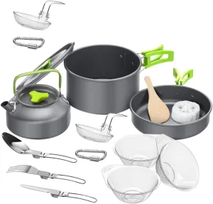 Camping Kitchen Kit 1 Set Picnic Cookware Camping BBQ Pot Cooking Tool Set for Outdoor