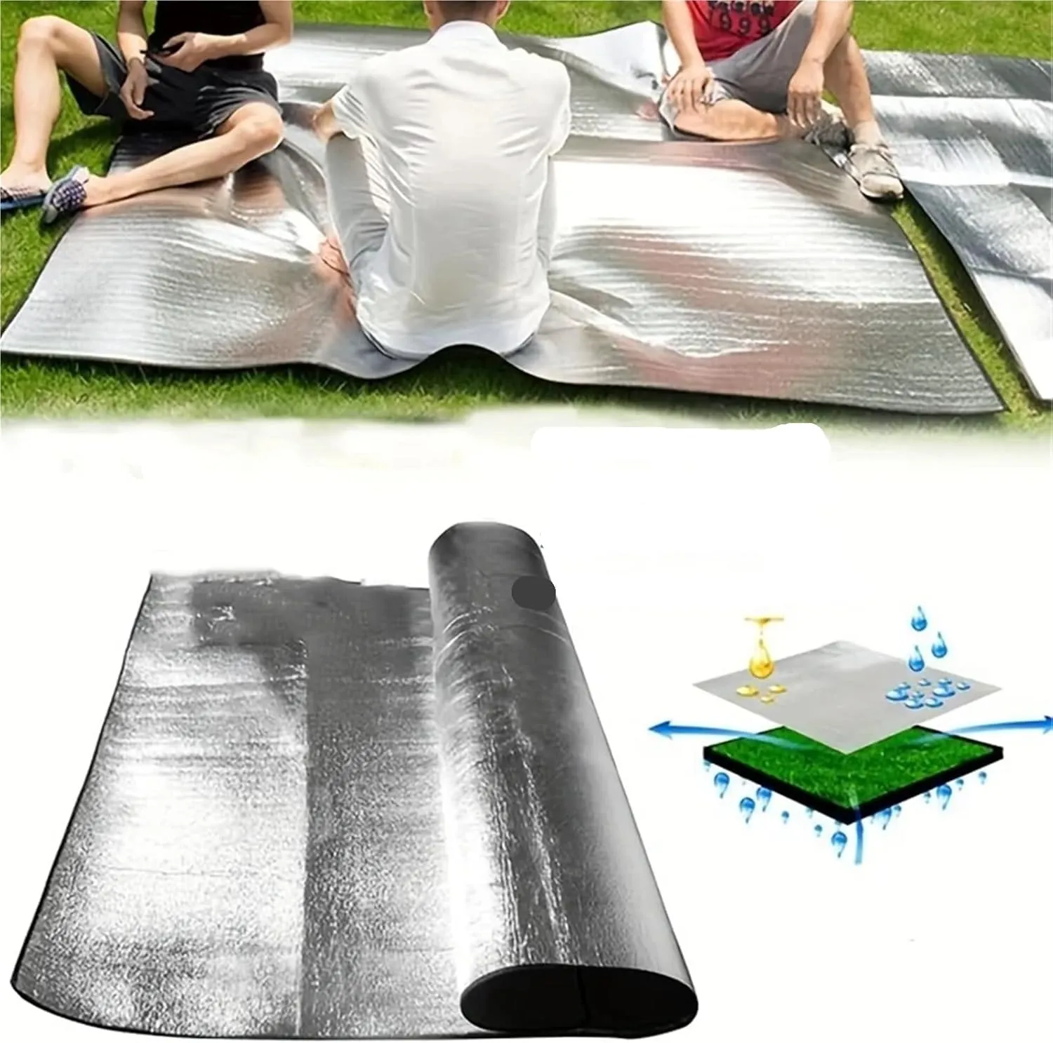 Camping Mat Camping Mat Foam Foil Blanket Aluminum Insulation Foam Foil Mat Sleeping Pad Thermal Outdoor Tent Footprint Reflecting Heat