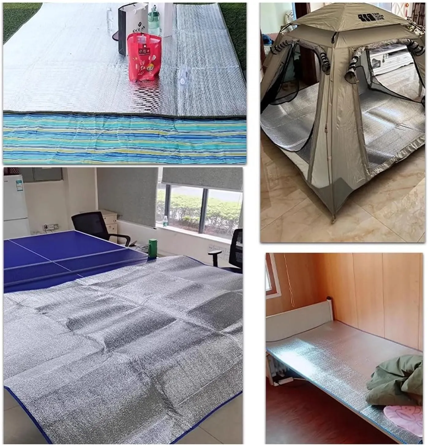 Camping Mat, Foldable Aluminium Foil Foam Sleeping Pad Picnic Tent Rug Blanket for Traveling and Outdoor Activities, 9mm Thickness Multiple Sizes