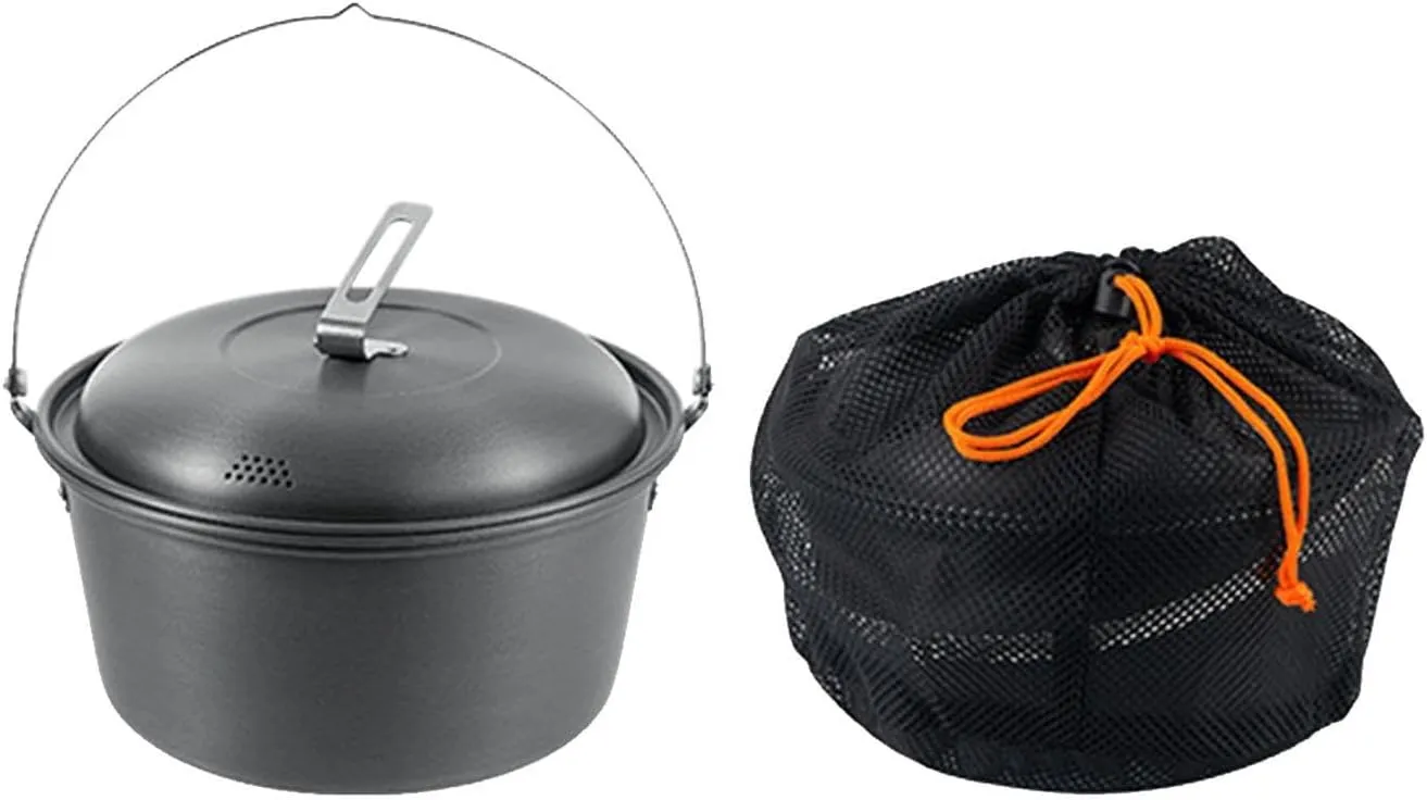 Camping Pot Cooking Pot with Lid Soup Pot Stainless Steel Cookware Outdoor Pot for Barbecue Kitchen Backpacking Hiking Travel