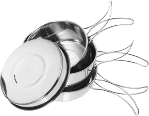 Camping Pot Kit Stainless Steel Camping Supplies for Hiking Picnic and BBQ