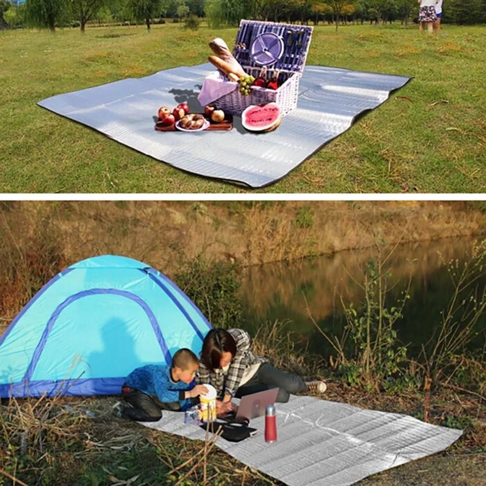 Camping Sleeping Pad Camping Mat Foam Foil Blanket Camping Foam Pad Insulating Foil Mat Sleeping Tent Pad Thermal Sleeping Mattress Mat Pad Waterproof Aluminum Foil EVA Outdoor Camping Mat