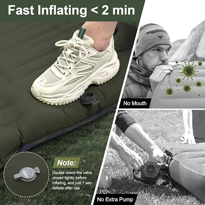 Camping Sleeping Pad, Extra Thickness 4.7 Inch Inflatable Sleeping Mat Lightweight Waterproof Camping with Built-in Pump Air Mattress for Backpacking, Hiking, Tent, Traveling