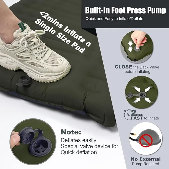 Camping Sleeping Pad, Extra Thickness 4.7 Inch Inflatable Sleeping Mat Lightweight Waterproof Camping with Built-in Pump Air Mattress for Backpacking, Hiking, Tent, Traveling