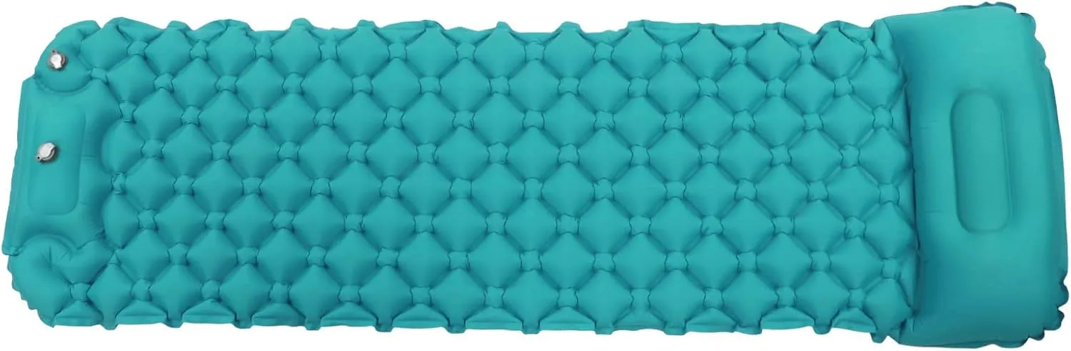 Camping Sleeping Pad Inflatable Sleeping Mat with Built in Pump Backpacking Air Mattress Outdoor Travel (Peacock Blue)