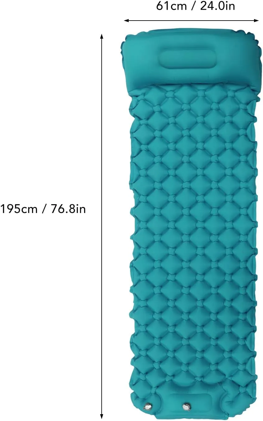 Camping Sleeping Pad, Inflatable Sleeping Pad Camping Cot Ultralight Inflatable Sleeping Mat with Built in Pump Backpacking Camping Air Mattress for Outdoor(Peacock Blue)