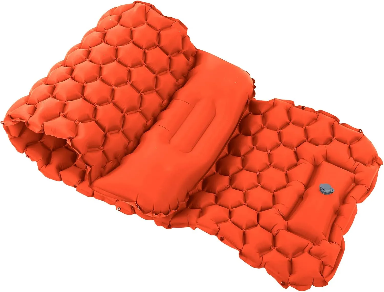 Camping Sleeping Pad Mat, Foot Press Inflatable Cushion Mattress, Sturdy 40D Nylon Fabric, TPU Laminate, for Tent Hiking Travel, Lightweight Compact, Easy to Store (Orange)
