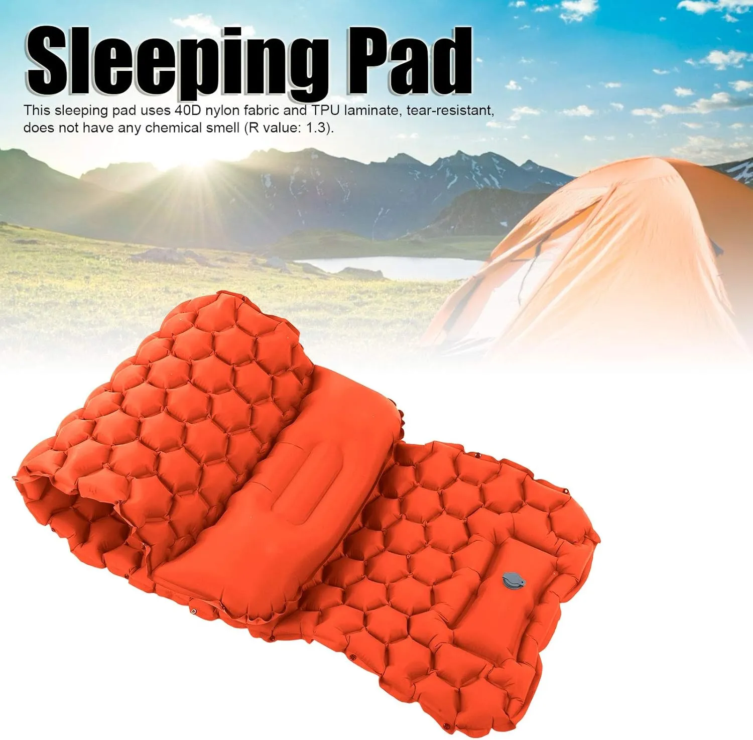 Camping Sleeping Pad, Tear Resistant Inflatable Camping Sleeping Mat, Camping Air Mattress for Outdoor Camping, Tourism, Beach, Hiking