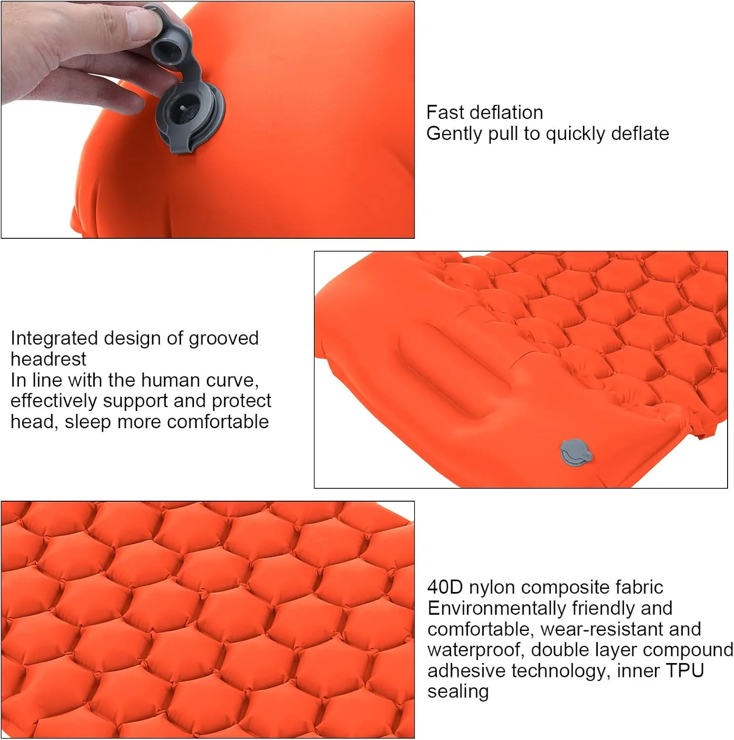Camping Sleeping Pad, Tear Resistant Inflatable Camping Sleeping Mat, Camping Air Mattress for Outdoor Camping, Tourism, Beach, Hiking