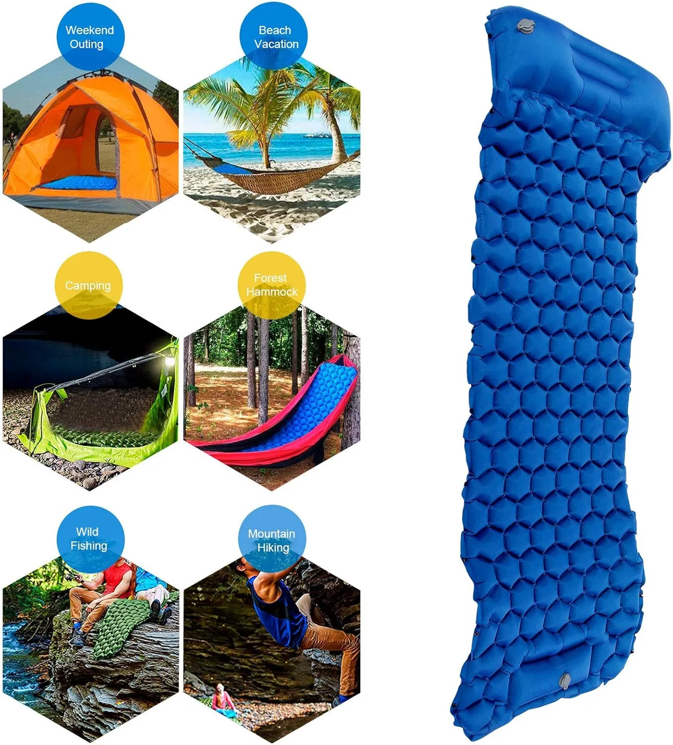 Camping Sleeping Pad, Tear Resistant Inflatable Camping Sleeping Mat, Camping Air Mattress for Outdoor Camping, Tourism, Beach, Hiking