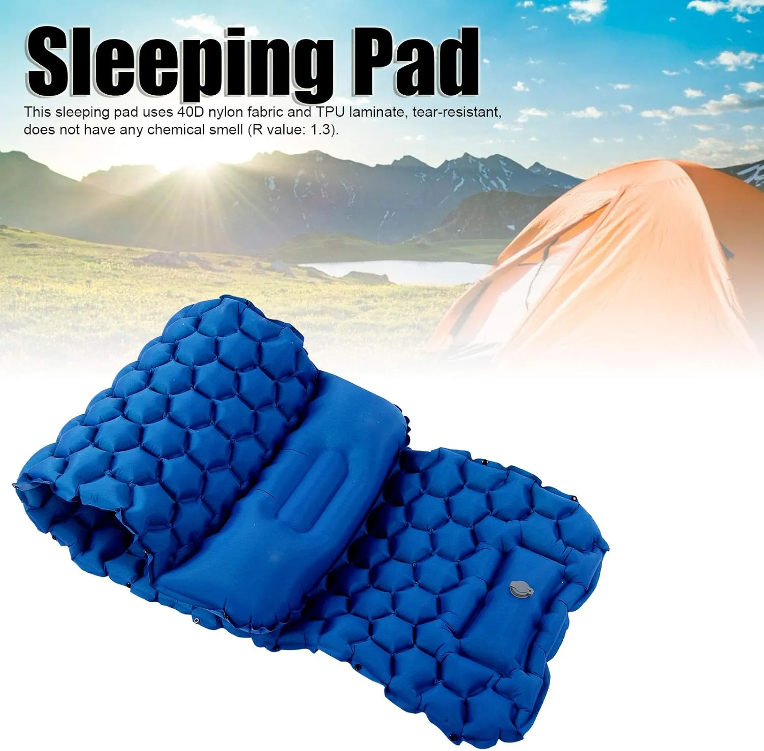 Camping Sleeping Pad, Tear Resistant Inflatable Camping Sleeping Mat, Camping Air Mattress for Outdoor Camping, Tourism, Beach, Hiking