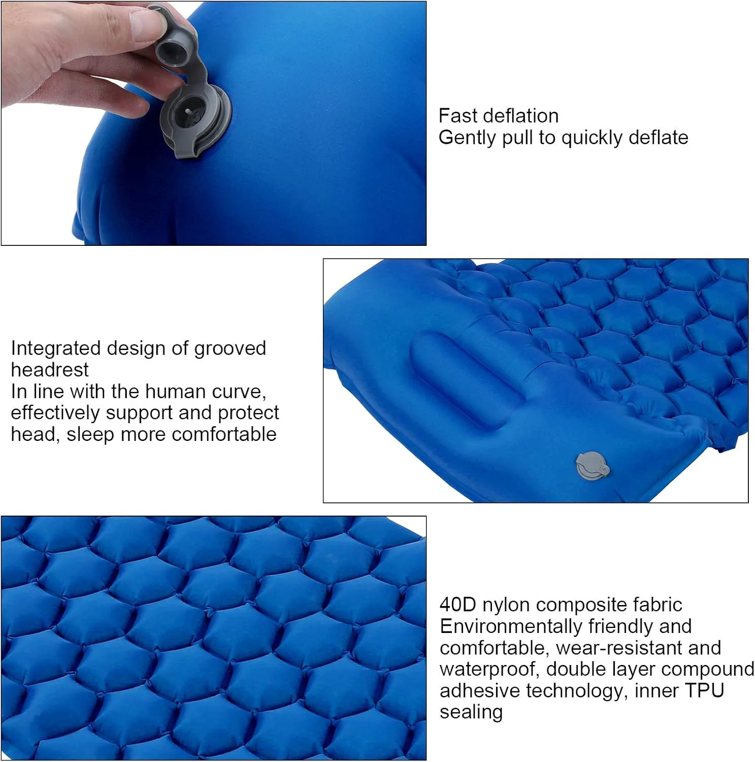 Camping Sleeping Pad, Tear Resistant Inflatable Camping Sleeping Mat, Camping Air Mattress for Outdoor Camping, Tourism, Beach, Hiking